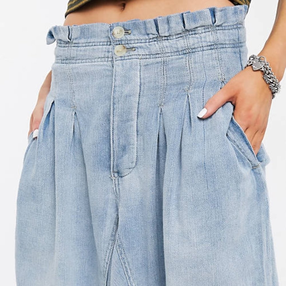 🌺Host Pick🌺NEW Free People Women Mover Shaker High Rise Ruffled Waist Denim - Picture 4 of 4